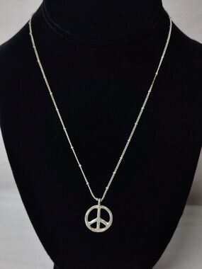Silver Peace Sign Pendant Necklace